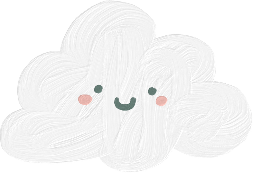 Handdrawn Painterly Cloud Character